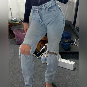 Abercrombie & Fitch Light Blue Distressed Straight Leg Jeans